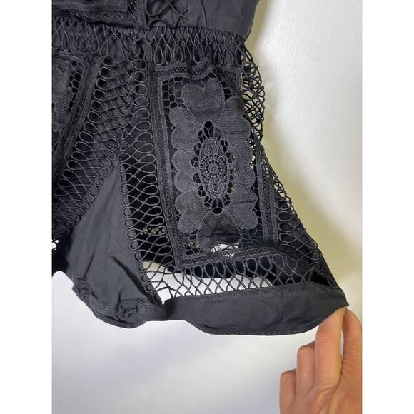 Gracia Top Lace Peplum Embroidered Blouse Womens Medium Romantic Floral Crochet - Picture 5 of 14